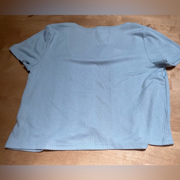 Pink Rose Women’s Short Sleeve Ribbed Light Blue Cardigan Size Large Balletcore - Picture 4 of 11